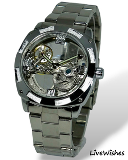 Часы наручные механические скелетоны FORSINING на металлическом браслете, серебристый W8990-01