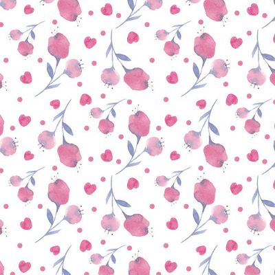 Орнамент из розовых цветов и сердец