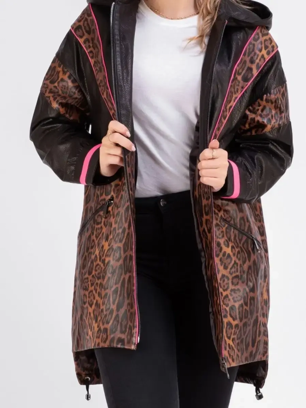 Куртка женская натуральная кожаная с капюшоном Турция