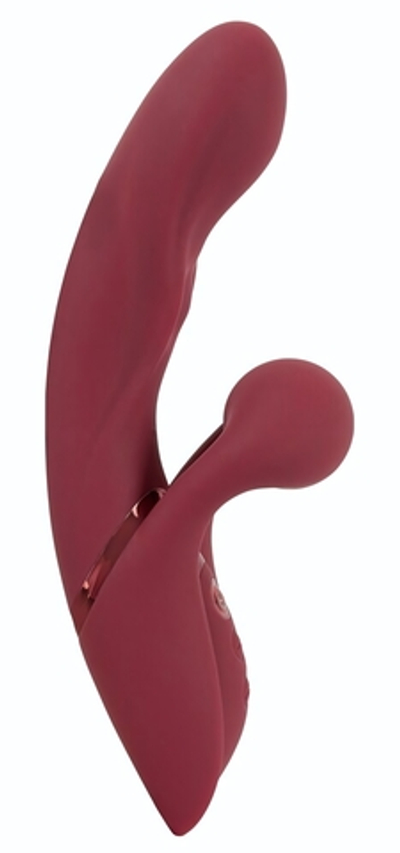 Малиновый вибратор-кролик с функцией постукивания 2 Function Rabbit Vibrator - 22,3 см. (Цвет: малиновый)