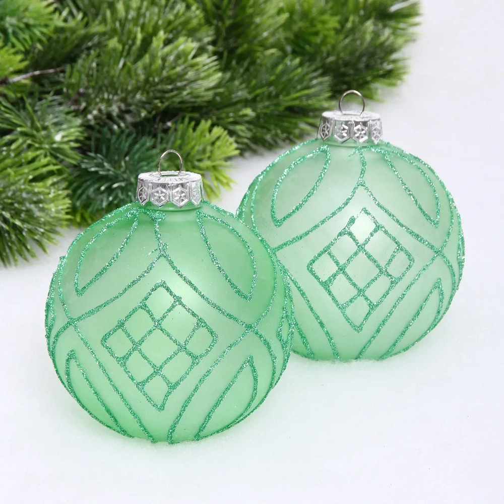 Набор шаров «Загадка» 10 см (в наборе 2 шт), Нежно-зеленый