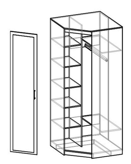 Шкаф угловой ВЕНА /903*2200*903/ левый венге / сосна астрид