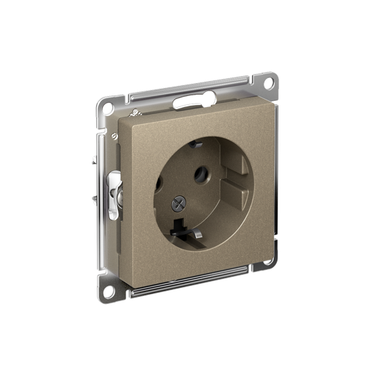 Розетка 1-м СП AtlasDesign 16А IP20 с заземл. механизм шампань SE ATN000543