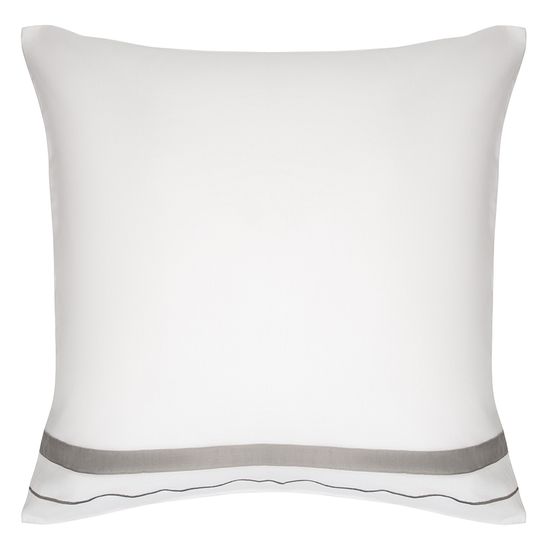 Набор из двух наволочек из сатина белого цвета с серым кантом из коллекции essential, 70х70 см
