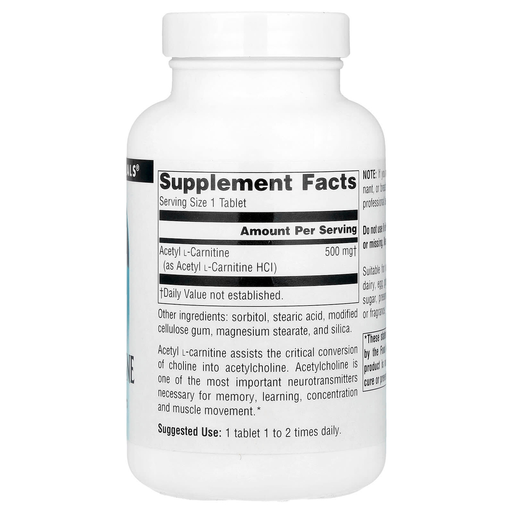 Source Naturals, Ацетил L-карнитин,  500 мг, 120 таблеток