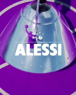 Alessi - Чайник 9093 со свистком, 2л, баскетболист, фиолетовая ручка / артикул   9093 VA  / GTIN 8003299471669