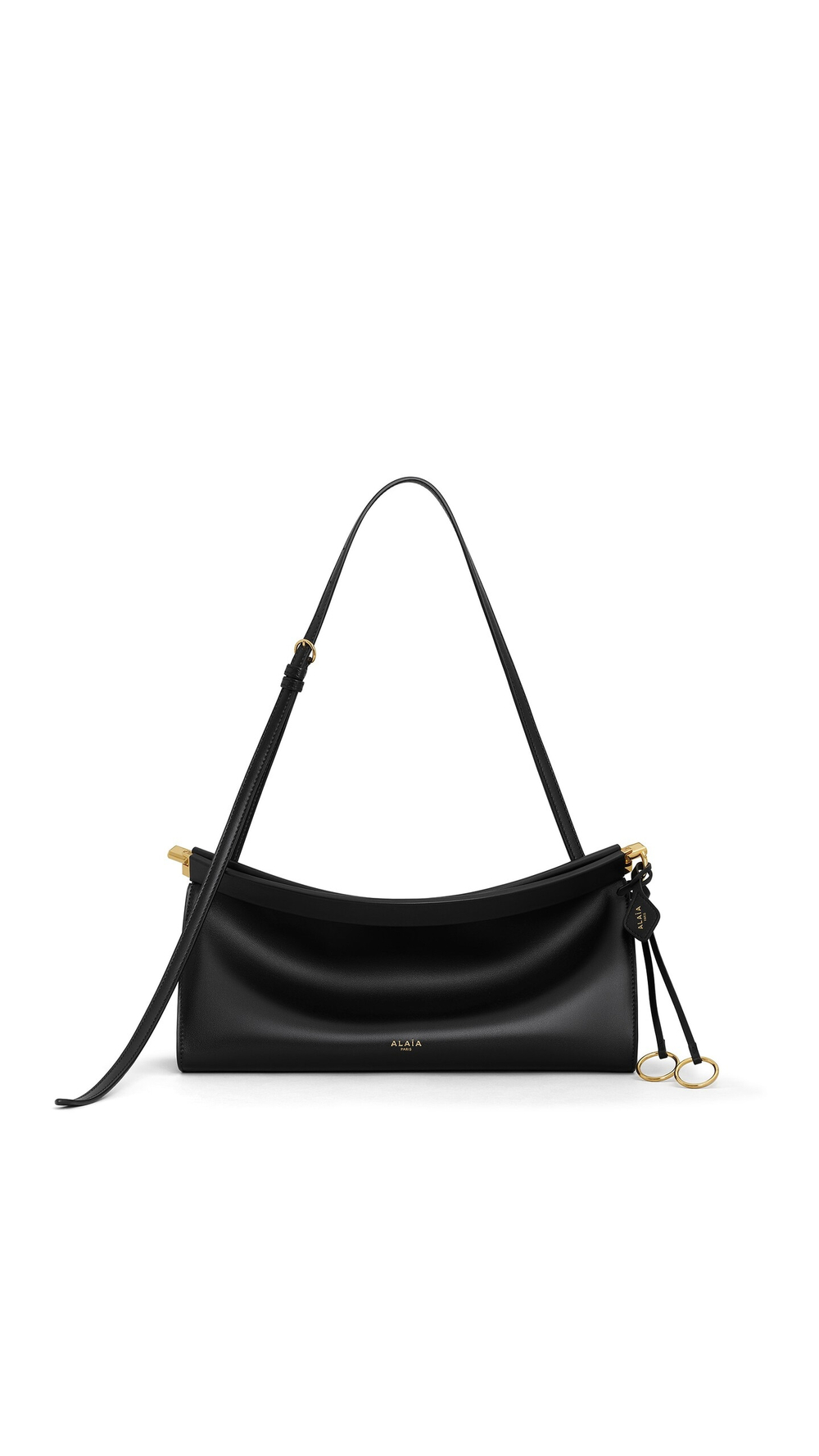 ALAÏA СУМКА LE CLICK EAST WEST ИЗ НАТУРАЛЬНОЙ КОЖИ, ЧЕРНЫЙ