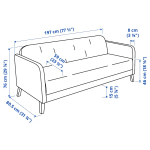 3-местный диван - IKEA LINANÄS/LINANAS, 76x80,5x197см, серый/светло-серый, ЛИНАНАС ИКЕА