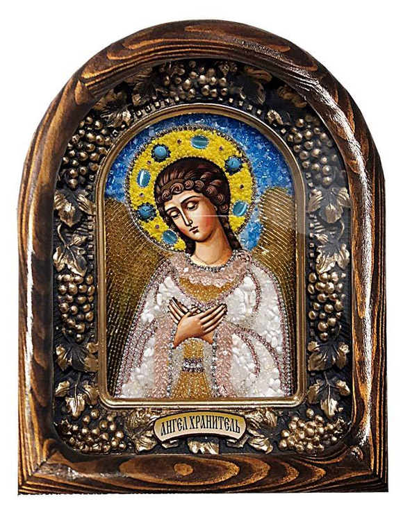 Дивеевская икона Ангел Хранитель, печать, натуральные камни и бисер