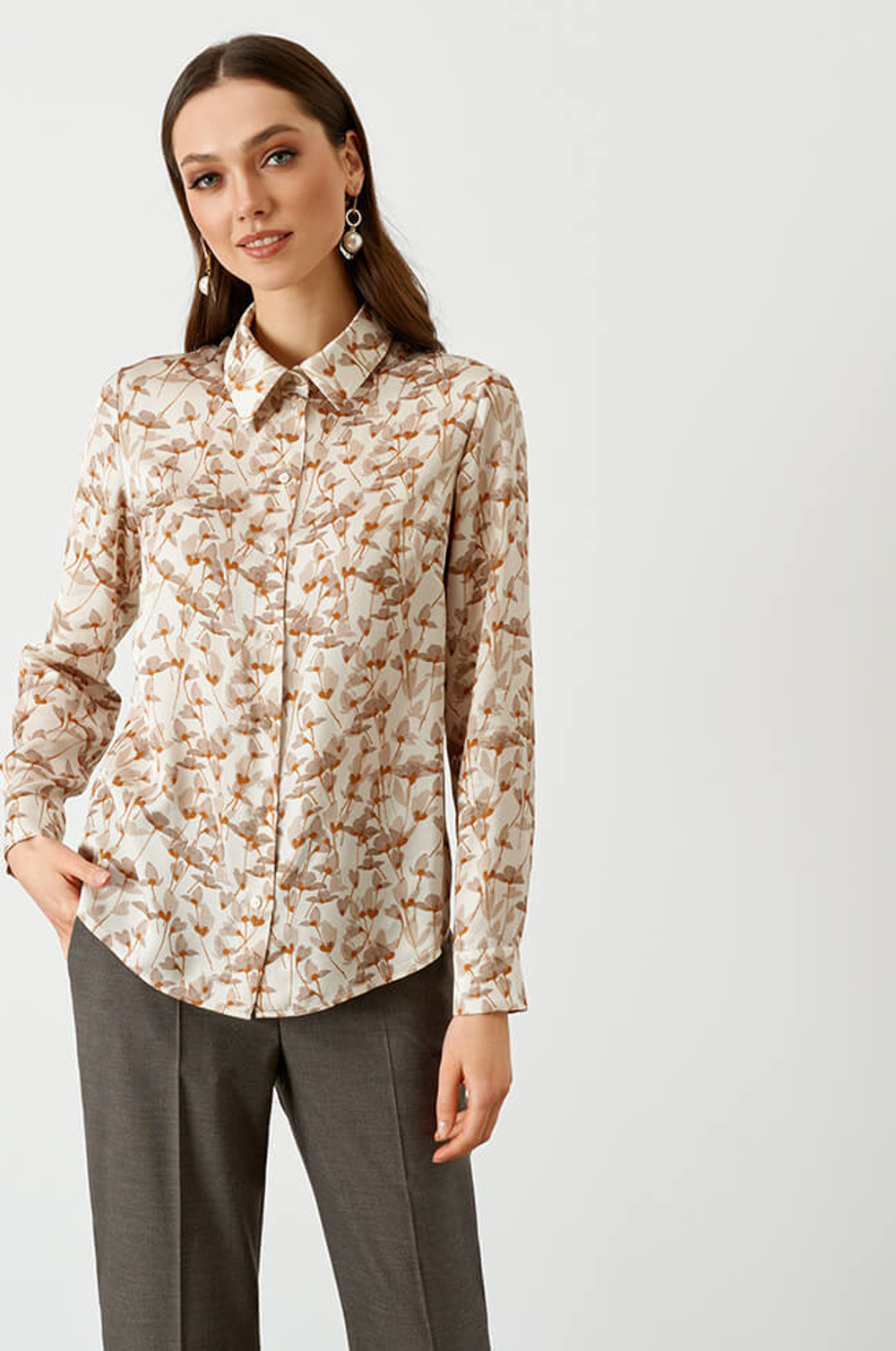 22706 Блузка женская (бежево-молочный принт)