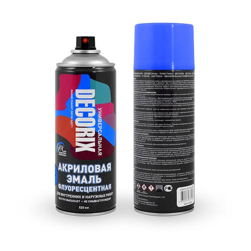 Эмаль аэроз. DECORIX акрил.  флуоресцентная голубая 520мл  0102-05 DX