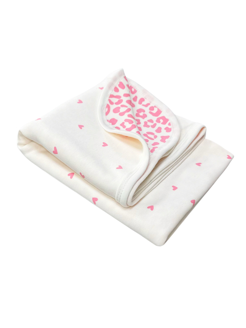 Плед Лео/Сердечки pink