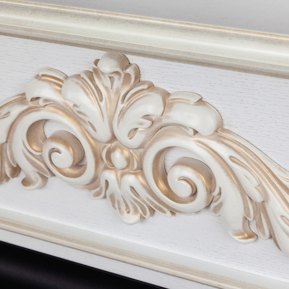 Электрокамин RealFlame Anita Corner WT дуб белый с золотой патиной с очагом Majestic Lux Brass