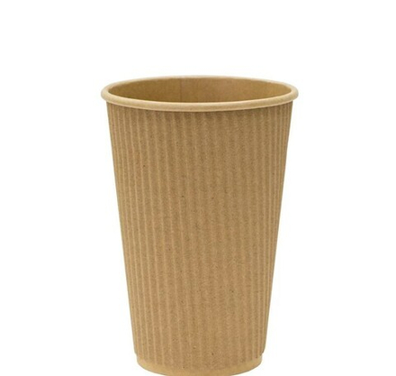 Стакан 400 мл бумажный Complement d=90 мм гофрированный двухсторонний Крафт