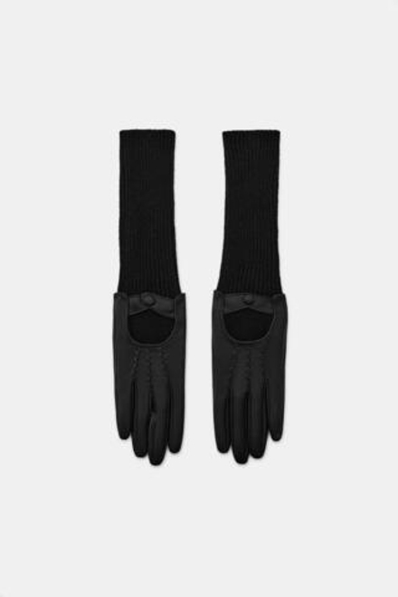 ZARA КОМБИНИРОВАННЫЕ ПЕРЧАТКИ ИЗ ИСКУССТВЕННОЙ КОЖИ, ЧЕРНЫЙ