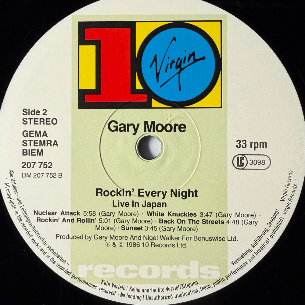 Gary Moore- Rockin' Every Night - Live In Japan (Европа 1986г.)