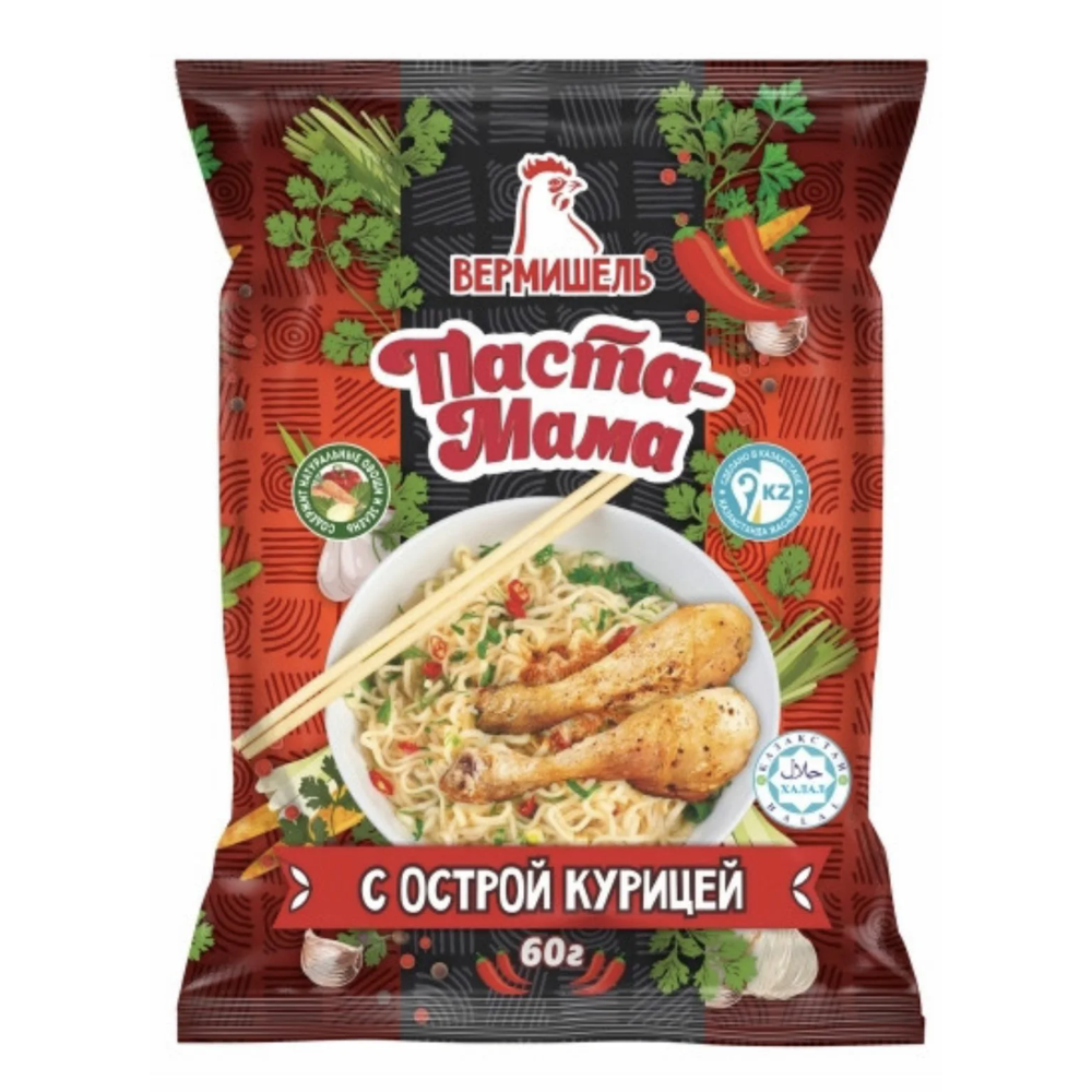 Лапша Паста-Мама со вкусом острой курицы 60 гр