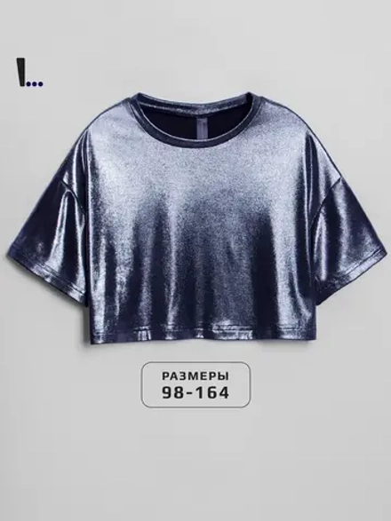 Футболка синяя праздничная для девочки