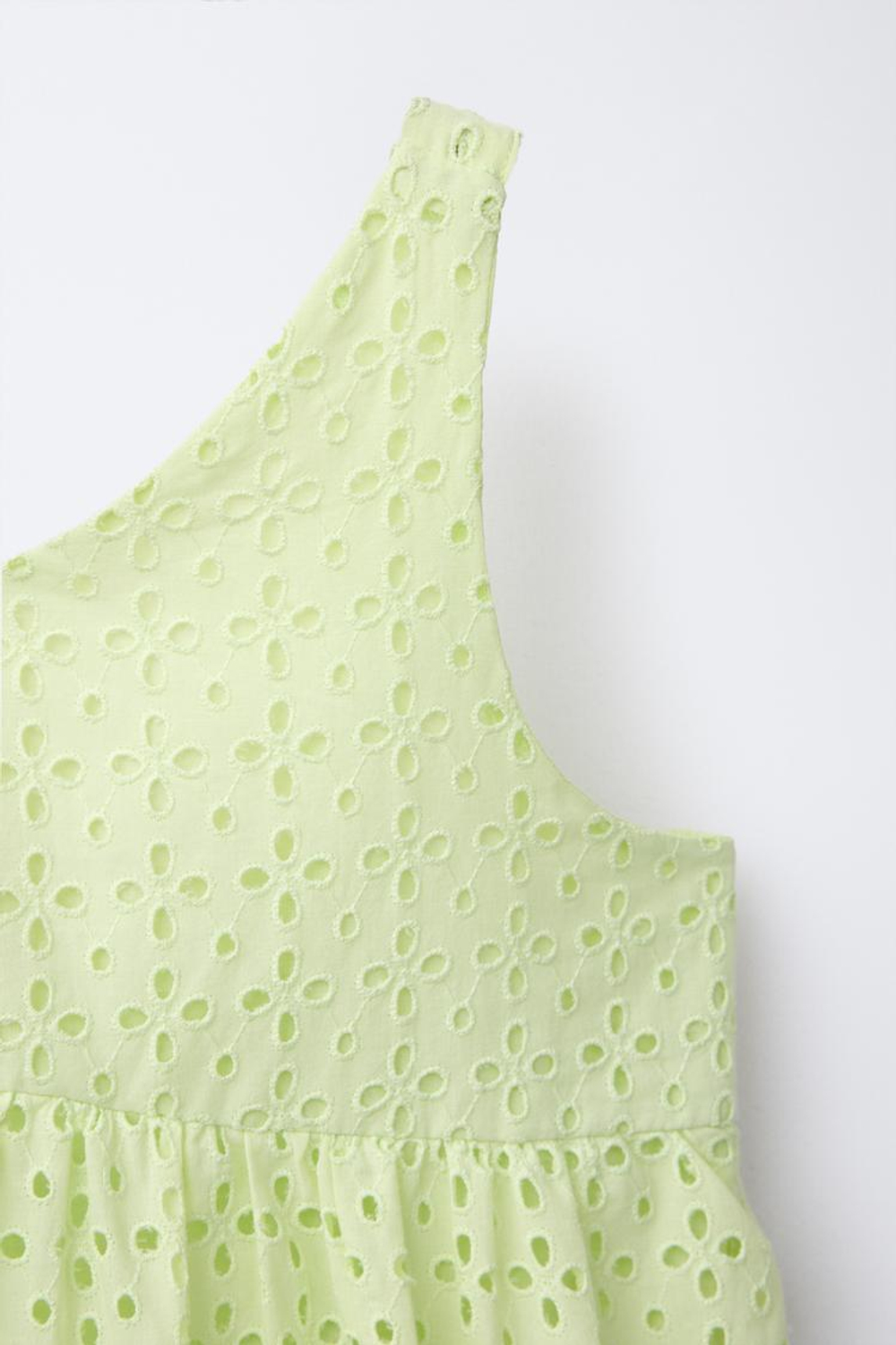 ZARA ПЛАТЬЕ С ВЫШИВКОЙ «ШИФФЛИ», ЛАЙМОВЫЙ