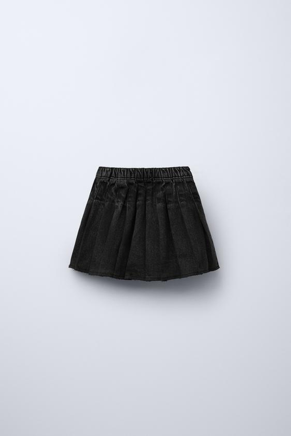 ZARA ДЖИНСОВАЯ ЮБКА СО СКЛАДКАМИ, ЧЕРНЫЙ