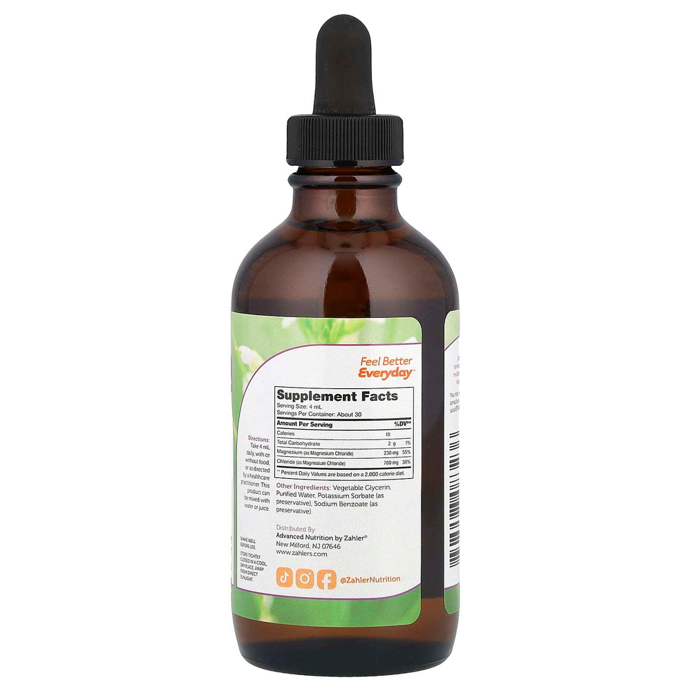 Zahler, Магний жидкий, без добавок, 118 мл (4 жидк. Унции)