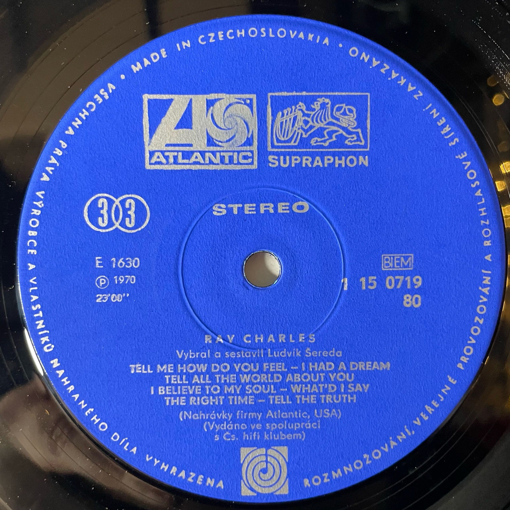 Винтажная виниловая пластинка LP Ray Charles Let The Good Times Roll (Чехословакия 1970)