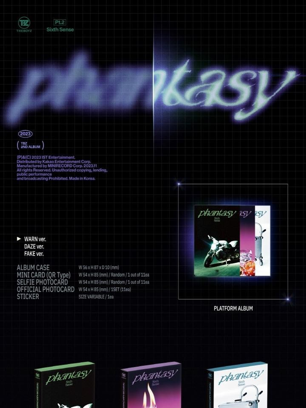 Альбом THE BOYZ - PHANTASY : PT.2 SIXTH SENSE 2nd Album PLATFORM 3 Version SET