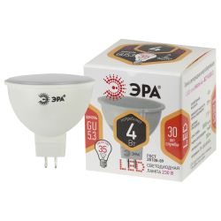 Лампа светодиодная ЭРА STD LED MR16-4W-827-GU5.3 4Вт софит теплый белый свeт GU5.3 | Лампы cветодиодные Точечные (Софиты) (MR, PAR)