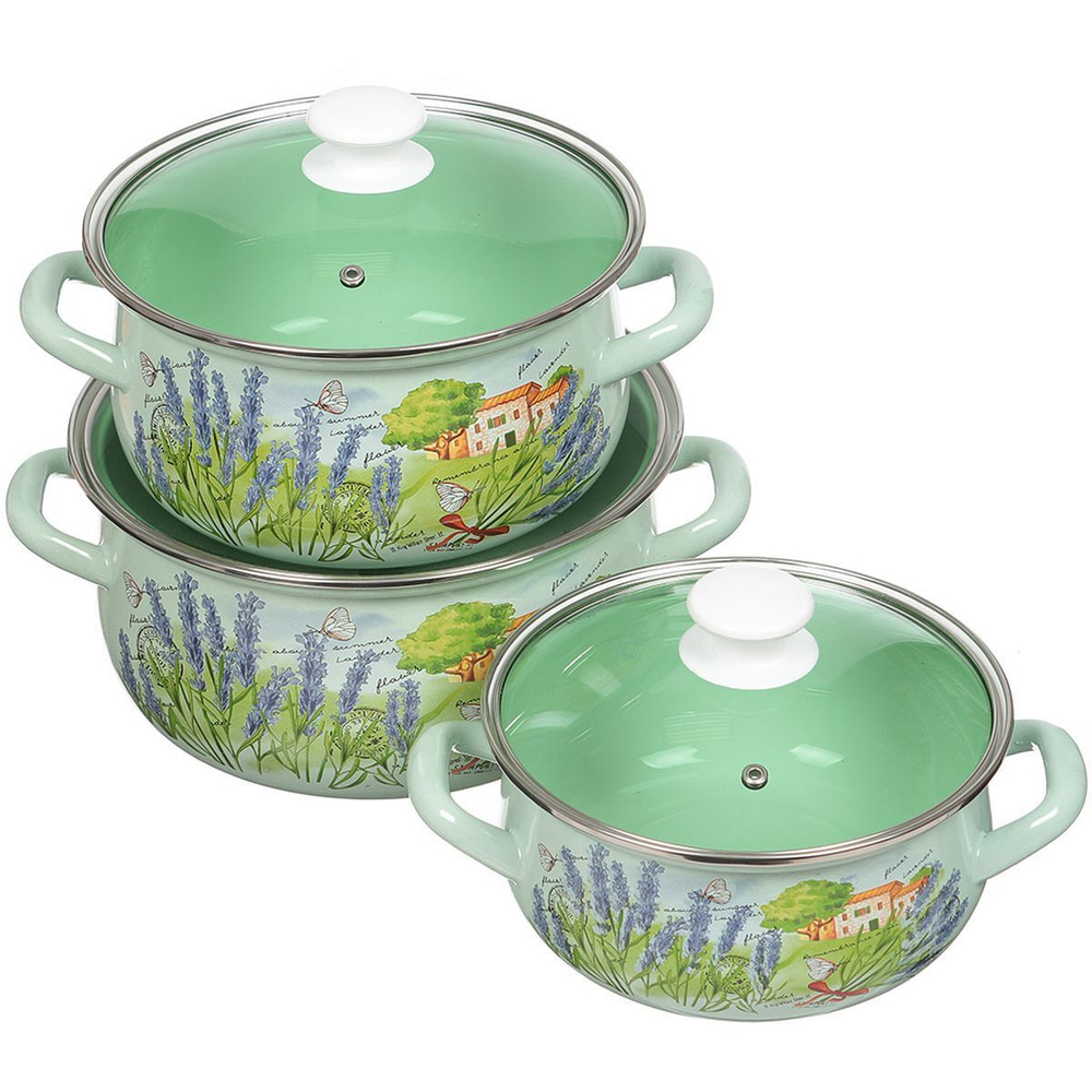 Набор эмалированной посуды 6 пр, кастрюли 2,3,4 л, Керчь, Тоскана-Экстра