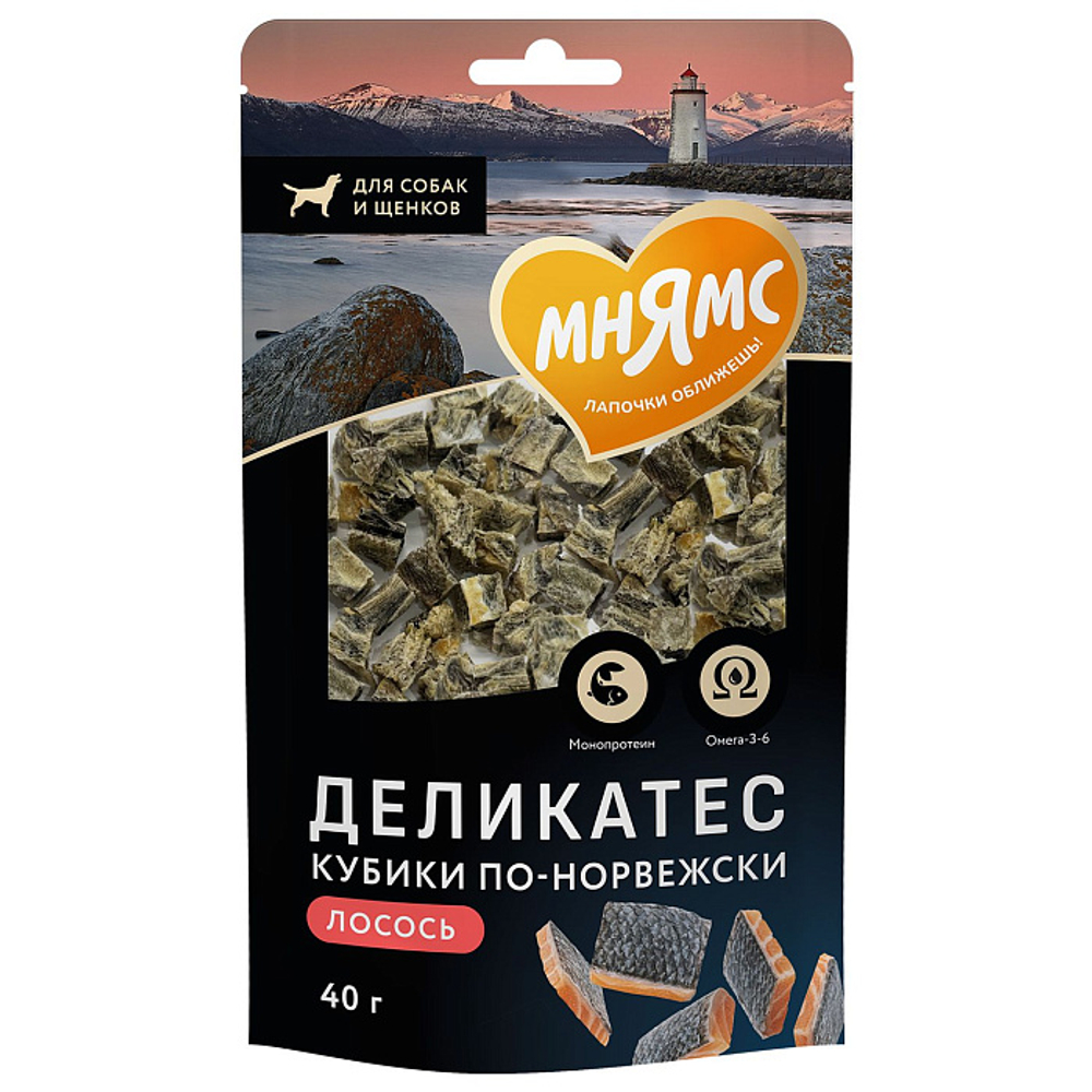 Лакомство для собак Мнямс Деликатес "Кубики по-норвежски" 40г, 40 шт