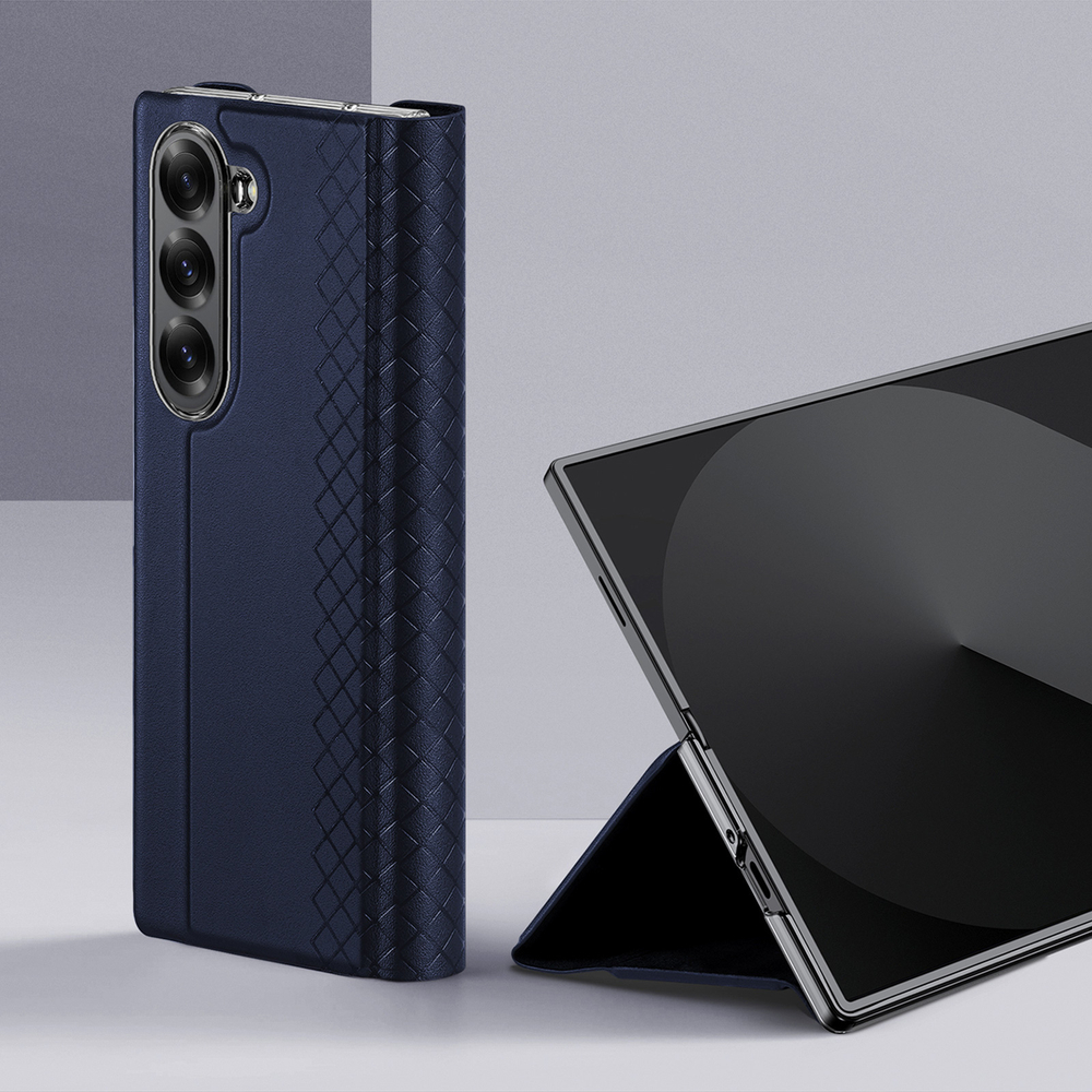 Чехол синего цвета с премиальной искусственной кожи от Dux Ducis для Samsung Galaxy Z Fold 6, серия Bril Series Case