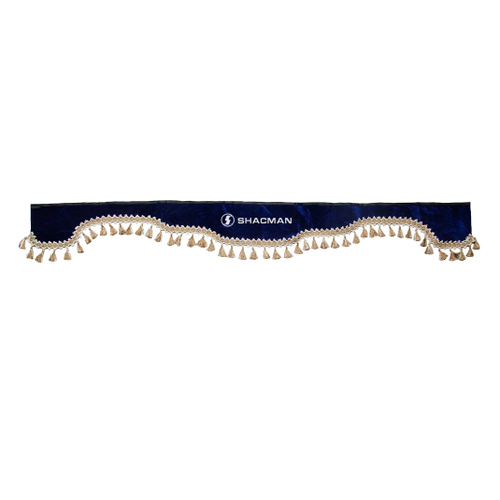 Ламбрекен SHACMAN (флок, синий, бежевые кисточки) 230см