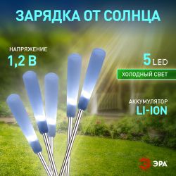 Светильник уличный ЭРА ERASF23-13 Камыши на солнечной батарее садовый высота 60 см 5 шт 5 LED | Садовые декоративные светильники