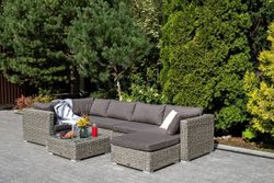 "Лунго" плетеная оттоманка с подушкой (гиацинт), цвет серый