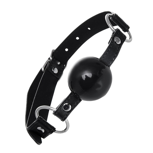 Черный кляп-шар 4см на кожаных ремешках ToyFa Anonymo 310304