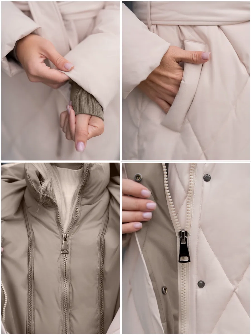 Пуховик стеганный зимний длинный с капюшоном