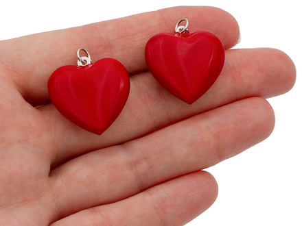 Подвеска Сердце с эмалью (объемная, двусторонняя), 23мм (уценка)