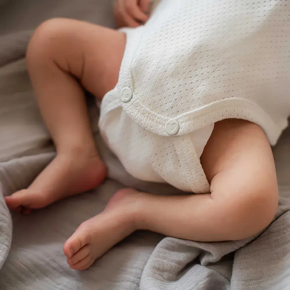 Боди с длинным рукавом "Молоко" из ажурного хлопка