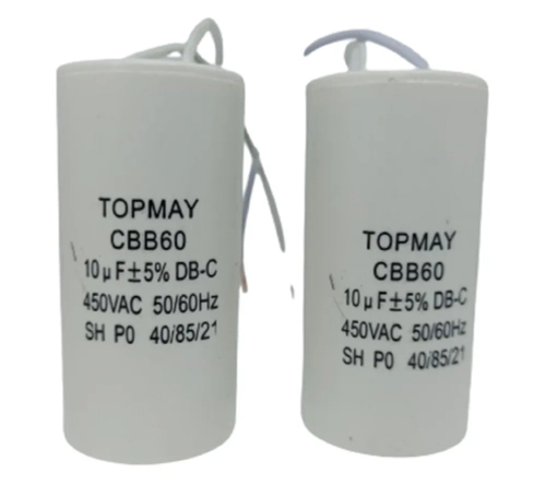 Пусковой конденсатор CBB60 10 мкф 450В (46x63мм) гибкие выводы 2шт.