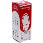 Лампа светодиодная ЭКОНОМКА, Е27, 7Вт, С37 (свеча), 220В, 560лм, 5000К (холодный белый)