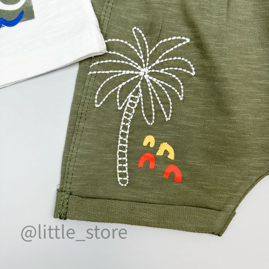 Комплект хлопковый "Красивый закат" белый/хаки