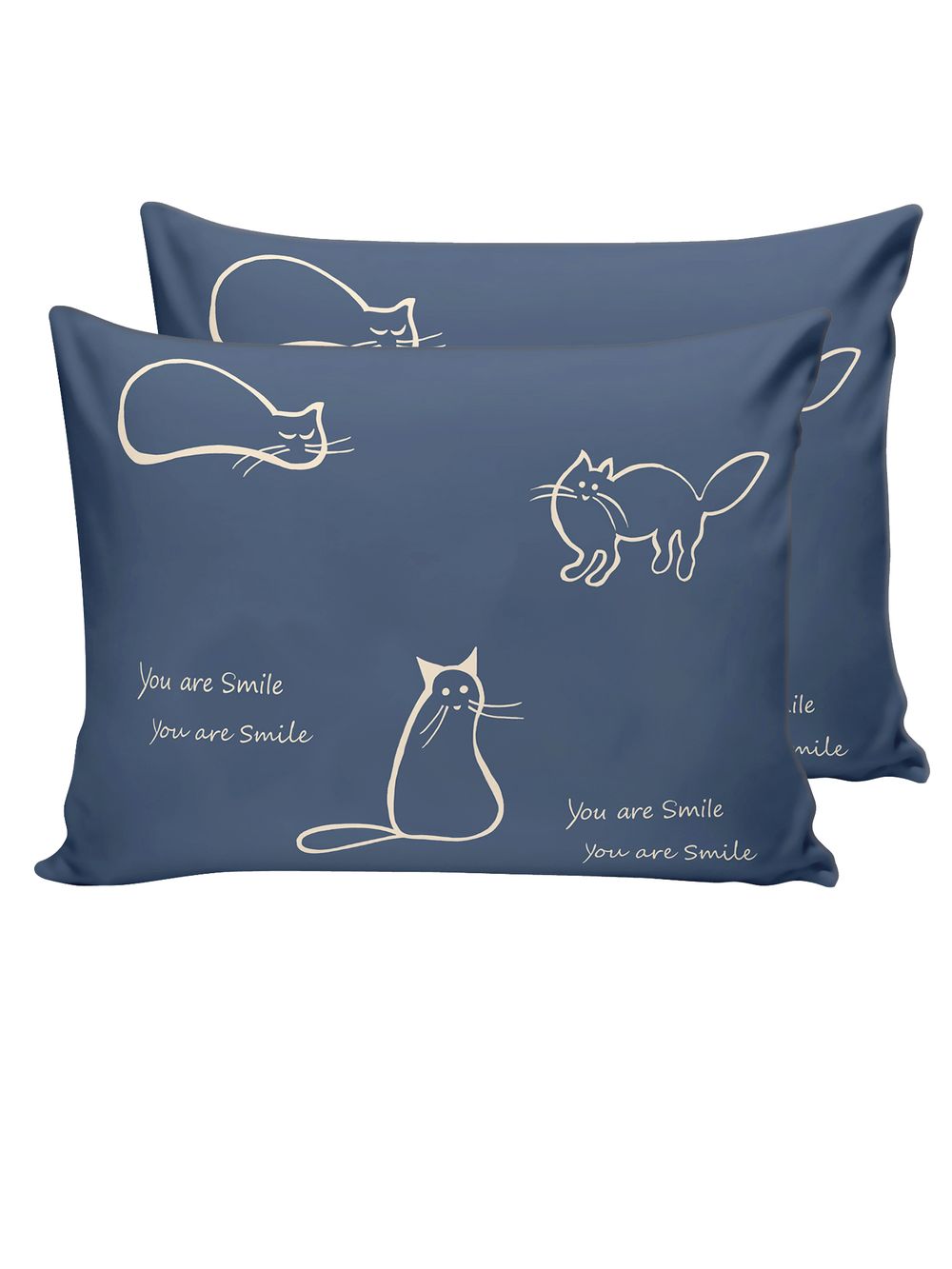 Постельное белье Сказка "Котики/Котики (компаньон)" 2-спальный Наволочка 50х70 см 2 шт Простынь на резинке 160х200 см Пододеяльник 175х215 см, перкаль