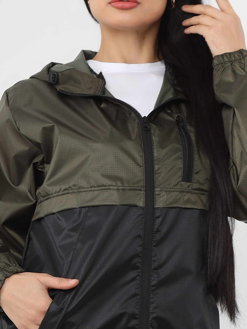 Спортивный костюм Prival Ветровлагозащитный женский, чёрный+хаки