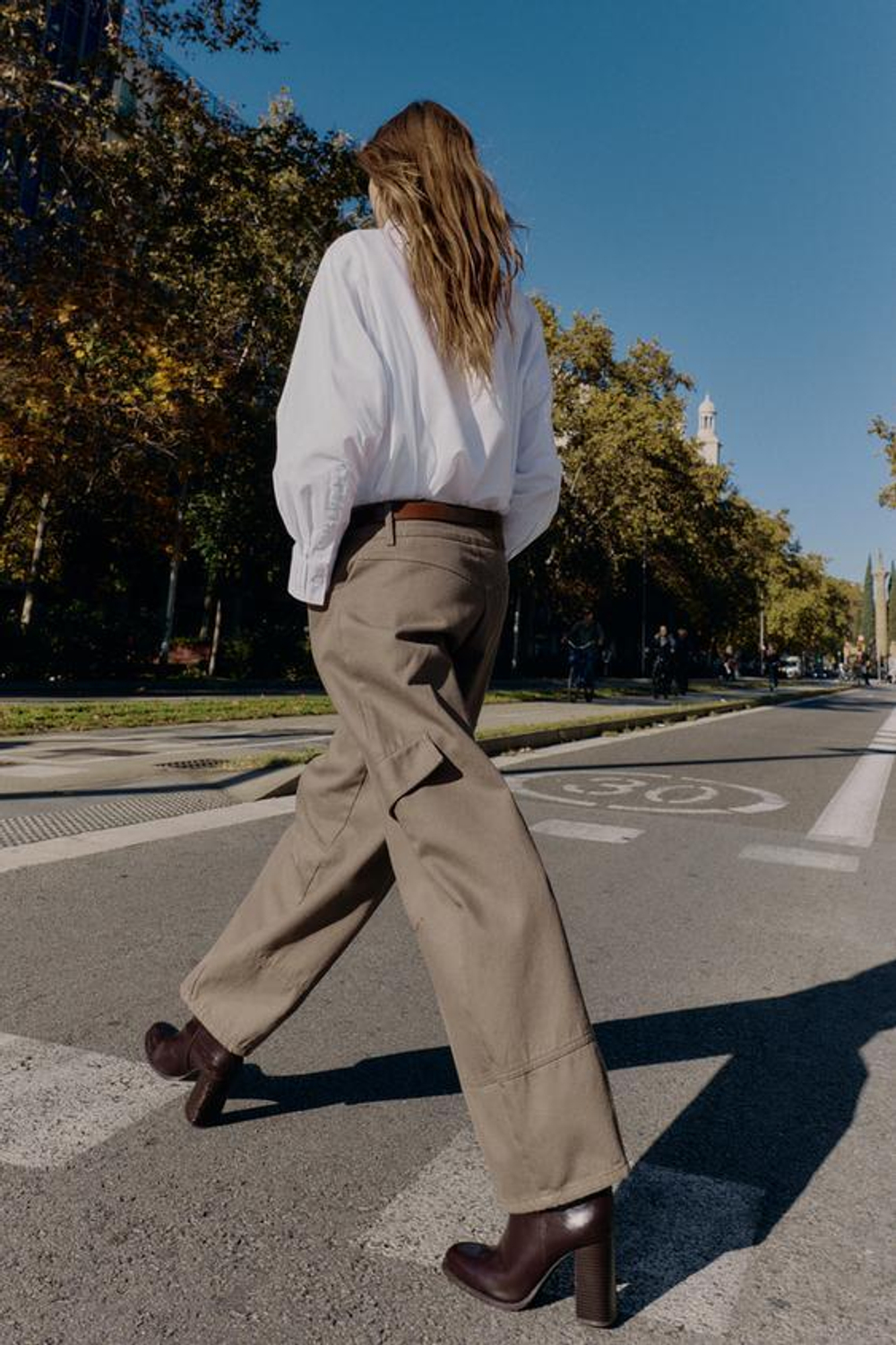 ZARA БРЮКИ КАРГО GLOBO, СЕРО-КОРИЧНЕВЫЙ