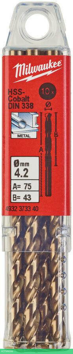 Сверло по металлу Milwaukee HSS-Co 4.2мм 10шт (4932373340)