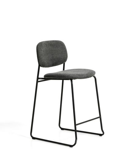 Полубарный стул Meli из серой синели с металлическими ножками, 65 см