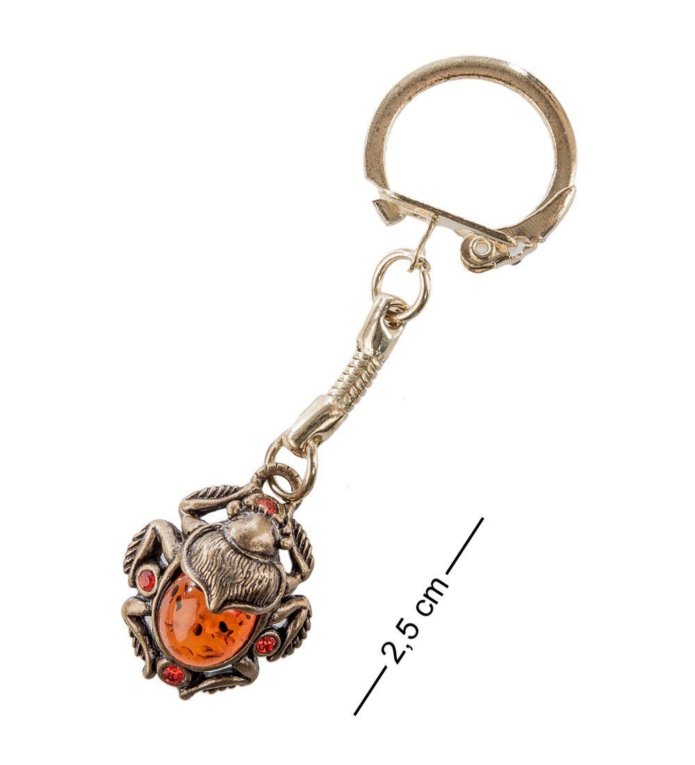 AM- 080 Брелок «Скарабей» нов. (латунь, янтарь)