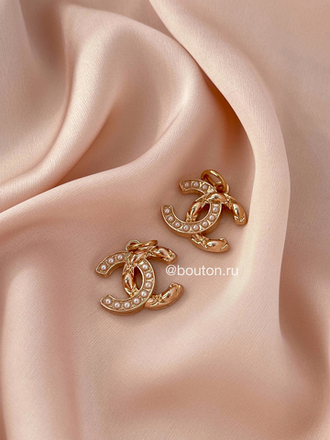 Подвеска Шан. Золото Лого 16х18 мм жемчуг/стеганая