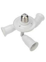 Разветвитель цокольный Е27-3хЕ27 (поворотный цоколь, патрон Е27) белый