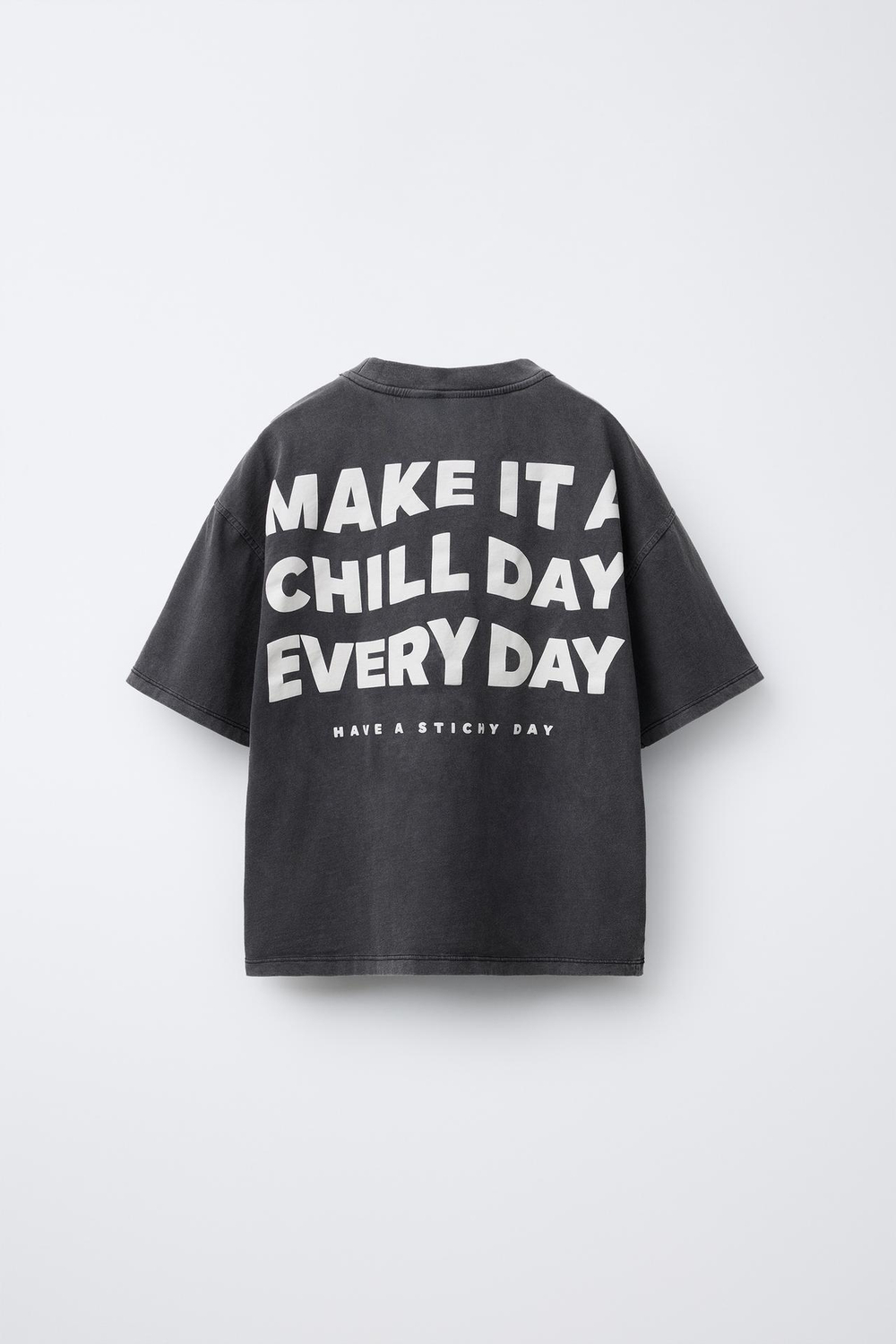 ZARA ФУТБОЛКА С ЭФФЕКТОМ ПОТЕРТОСТИ И ПРИНТОМ LILO & STITCH © DISNEY, АНТРАЦИТОВО-СЕРЫЙ